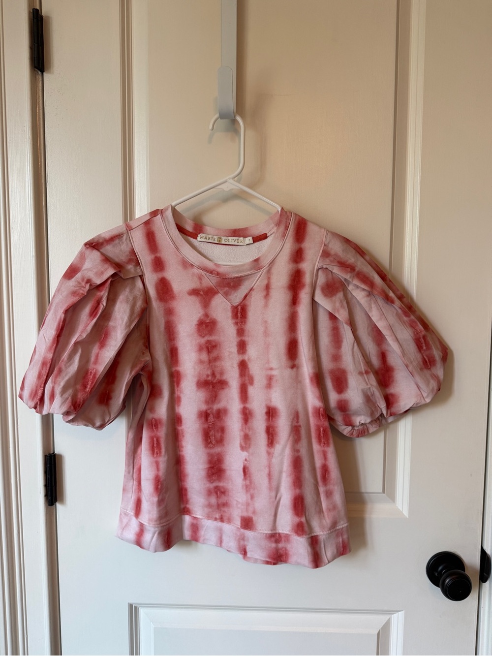 Marie Oliver Rose Tie-Dye Puff Sleeve Sweatshirt